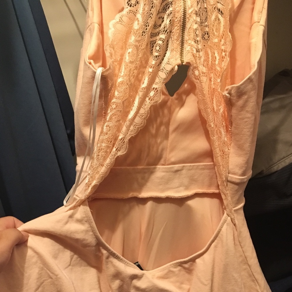 Skater pink dress with lace back!